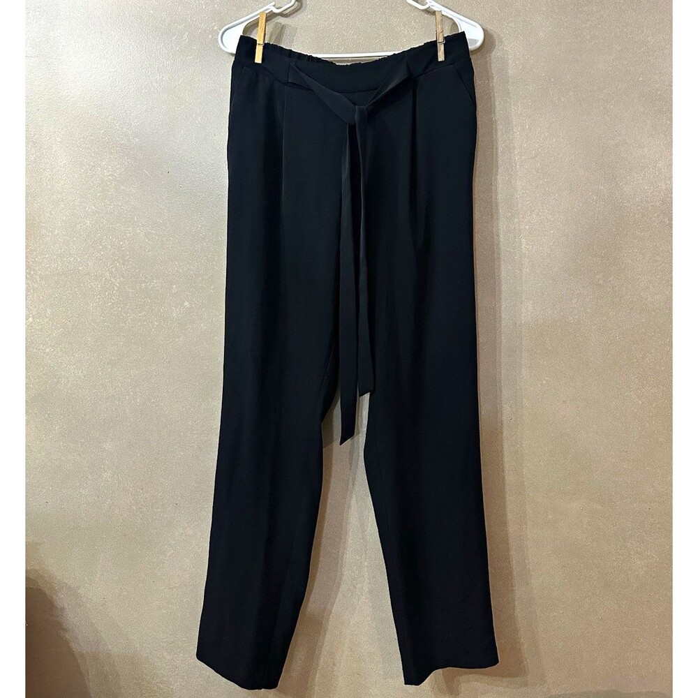 Apt 9 Black High Waisted Tapered Trouser Pants Tie Waist Dress Pants Small
